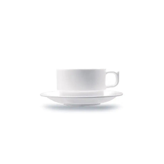 Tribeca  Polycarbonate White Cup & Saucer 200 ml, BOX QUANTITY 72 PCS