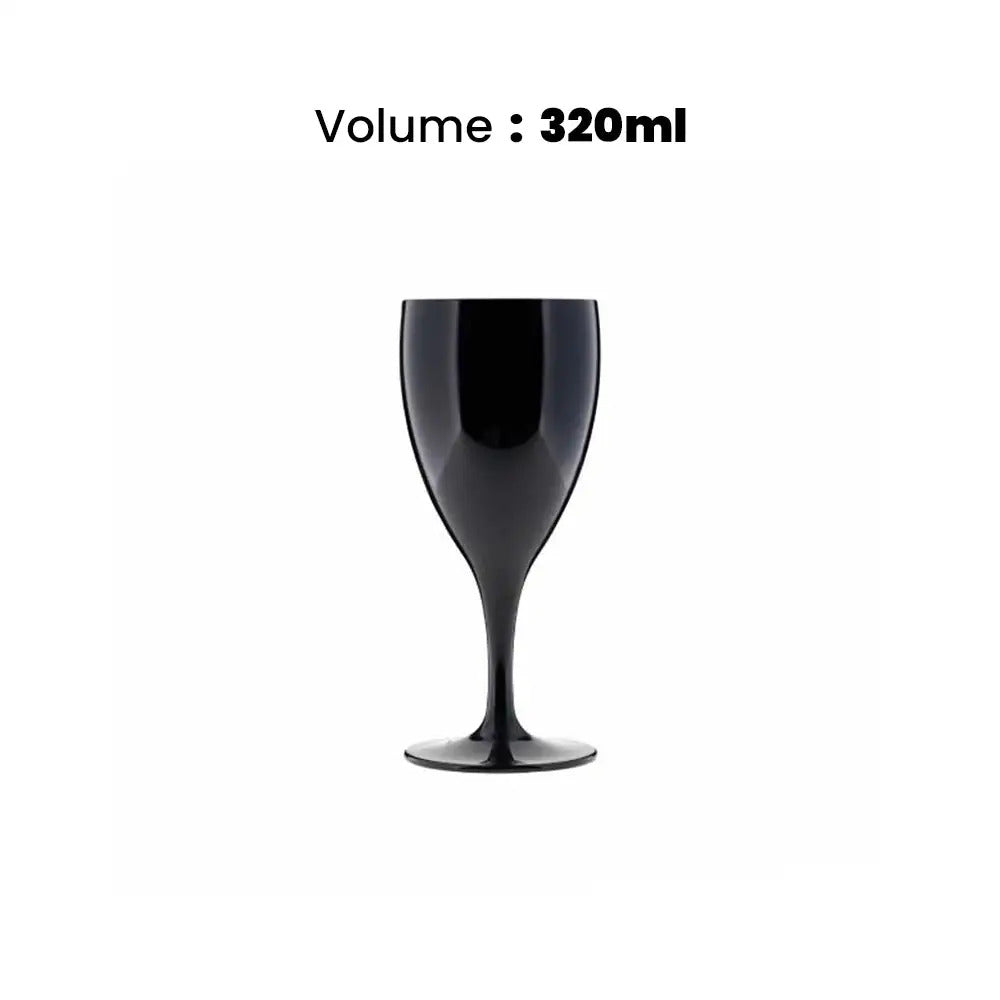 Tribeca  Premium Polycarbonate Pc Black Wine Glass 320 ml, BOX QUANTITY 50 PCS