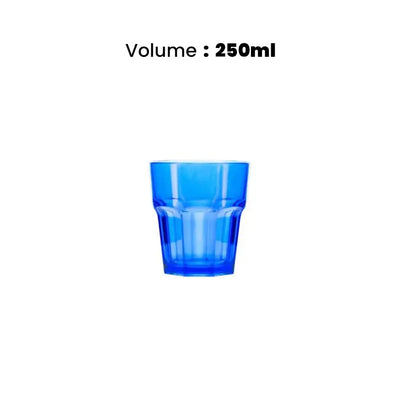 Tribeca Premium Polycarbonate Pc Clear Blue Tumbler 250 ml, BOX QUANTITY 100 PCS