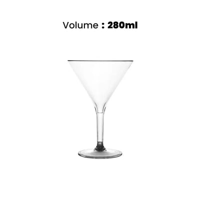 Tribeca Premium Polycarbonate Pc ClearMartini Glass 280 ml, BOX QUANTITY 48 PCS