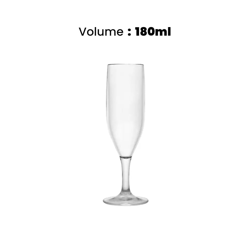 Tribeca Premium Polycarbonate Pc White Champagne Glass 180 ml, BOX QUANTITY 24 PCS