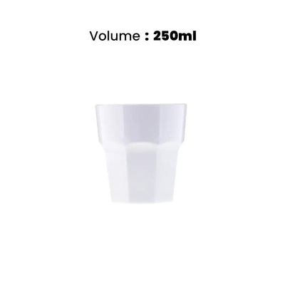 Tribeca Premium Polycarbonate Pc White Tumbler 250 ml, BOX QUANTITY 100 PCS