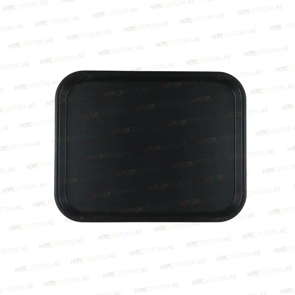 Vague Rectangle Polypropylene Fast Food Tray 45X35cm Black   6/Case   HorecaStore