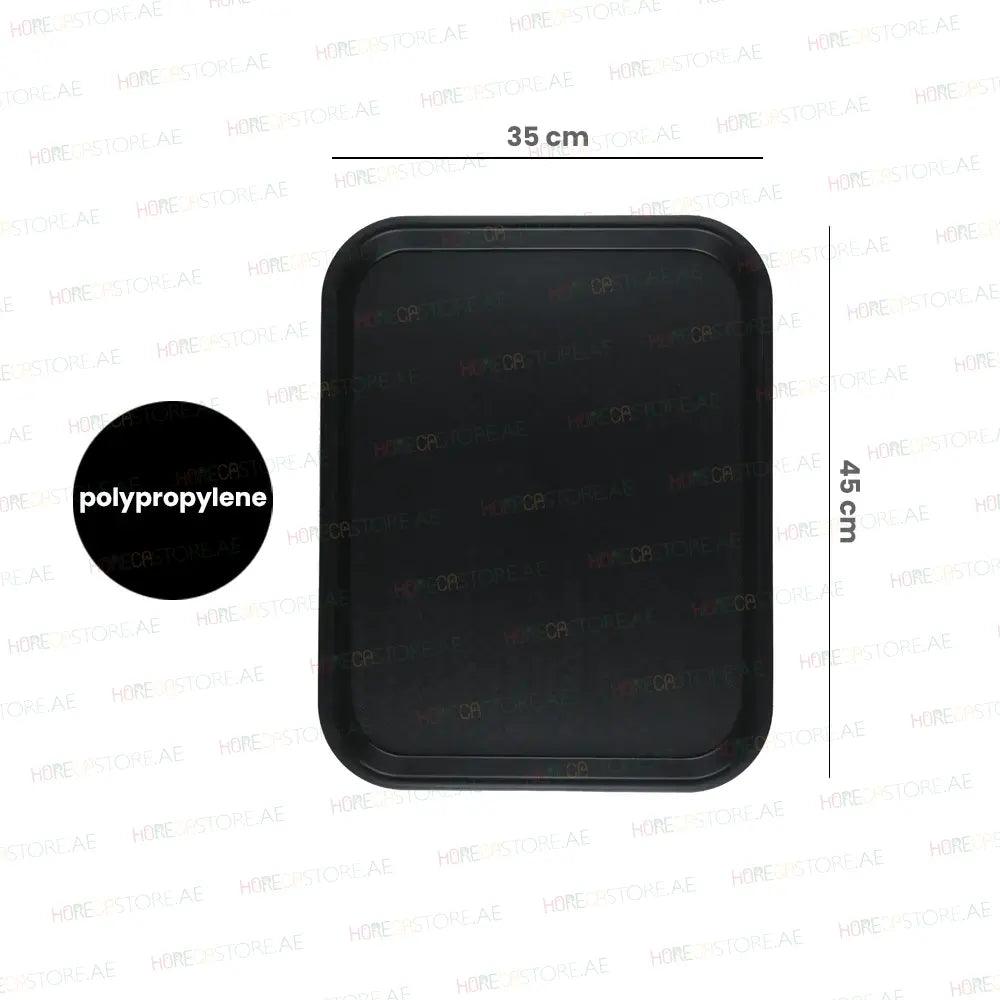 Vague Rectangle Polypropylene Fast Food Tray 45X35cm Black   6/Case   HorecaStore