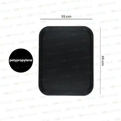 Vague Rectangle Polypropylene Fast Food Tray 45X35cm Black   6/Case   HorecaStore