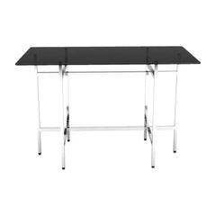 VM75 Rectangle Foldable Buffet Stand L 180 x W 70 x H 75 cm, Stainless Steel Folding Frames And Detachable 10mm Tempered Glass Top