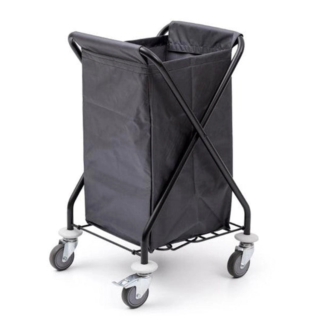 VX  Foldable Hotel Linen Cart L 55 x W 65 x H 105 cm, Removable And Washable Polyester Bag, 2 Swivel And 2 Fixed Castors, Color Black