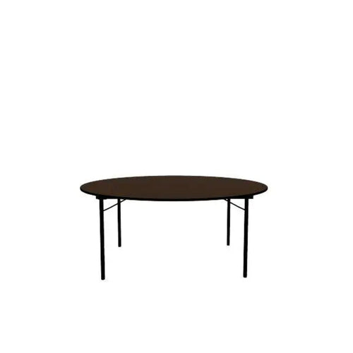 Wheelmate USA MDF Laminated Walnut Round Table with Black Metal Legs, Ø 150 x 75 cm