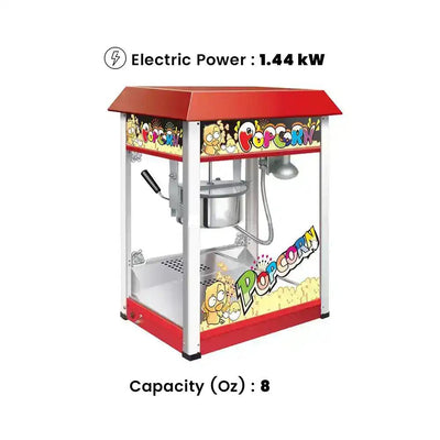 THS HP 6B Popcorn Machine With Non Stick Pot, Capacity 8 oz, Power 1.44 kW, 56 x 42 x 76 cm   HorecaStore