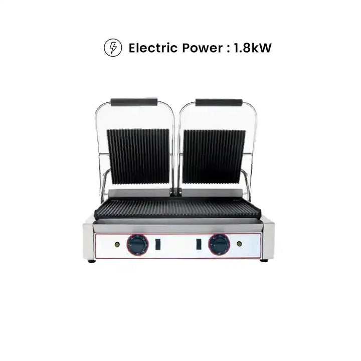 Beckers R2 Electric Double Grill Top And Bottom Ribbed Cast Iron Plates, Power 1.8 kW - HorecaStore