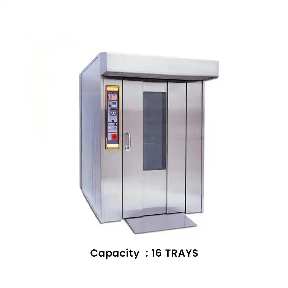 capinox gcxz 16 gas rotary oven with 1 trolley plc touch screen control panel 5 adjustable section stainless steel 128 x 225 x 240 cm capacity 16 trays