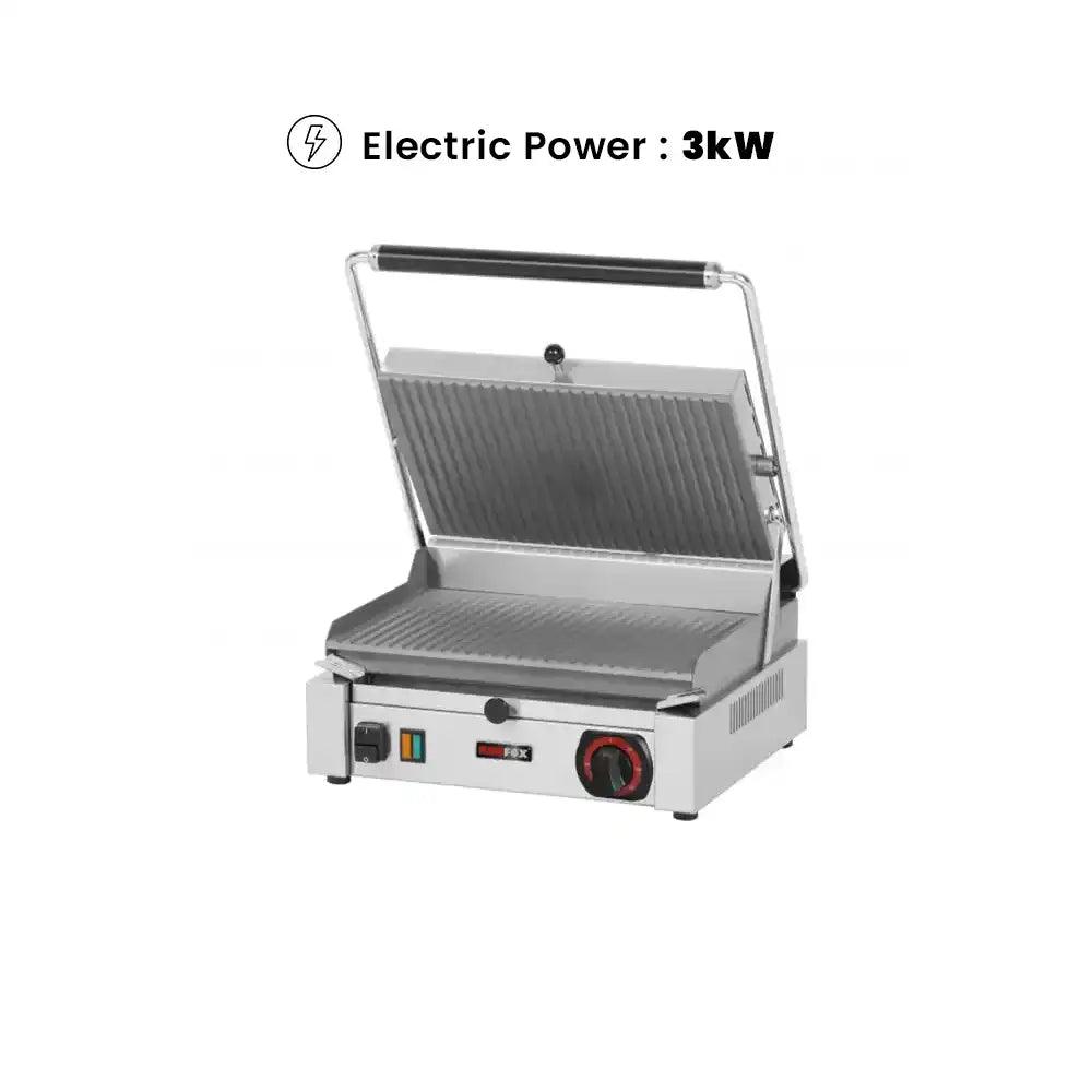 RM Gastro PM2015R Electric Single Plate Grooved Contact Grill, Power 3 kW, 40.9 x 40.7 x 18.6 cm   HorecaStore