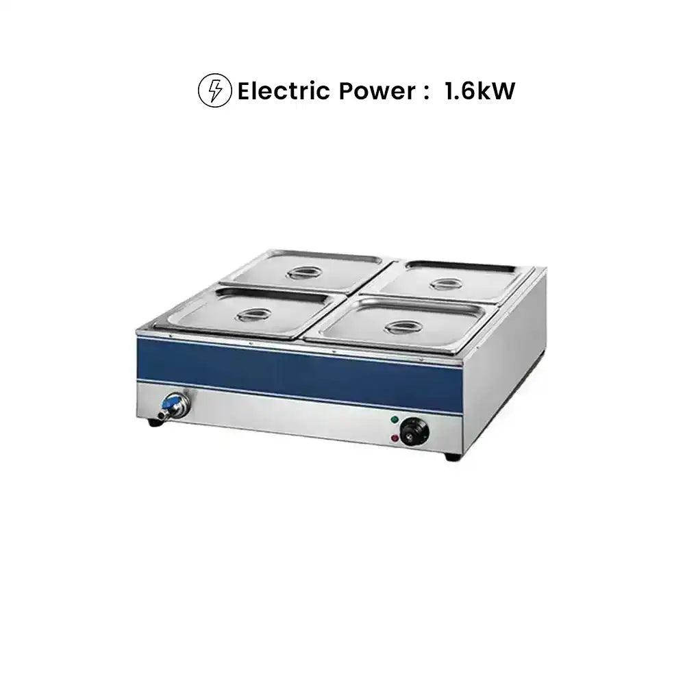 THS HB-4TA Electric 4 Compartment Commerical Bain Maire With 2 GN Lids, Power 1.6 KW, 78 X 74 X 31.5 cm - HorecaStore