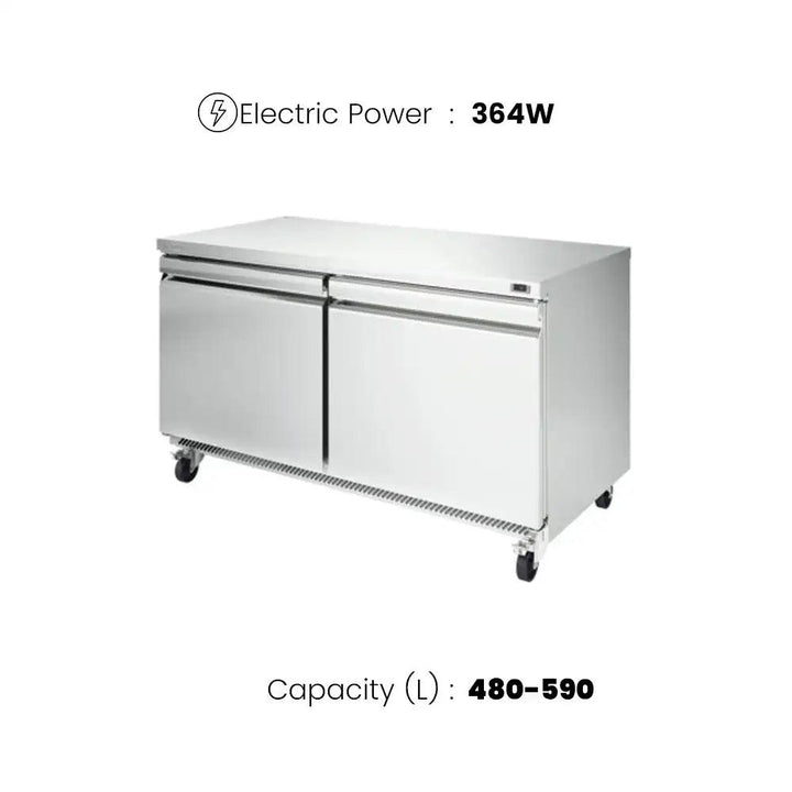 Infrico UC 60 R Under Counter 2 Solid Door Chiller Americal Line 480-590 Liter 364W - HorecaStore