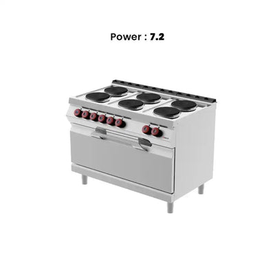 Desco PEE73MM0 Electric Range 6 Round Plates with Electric Maxi Oven 6 Switch 22.8 kW   HorecaStore