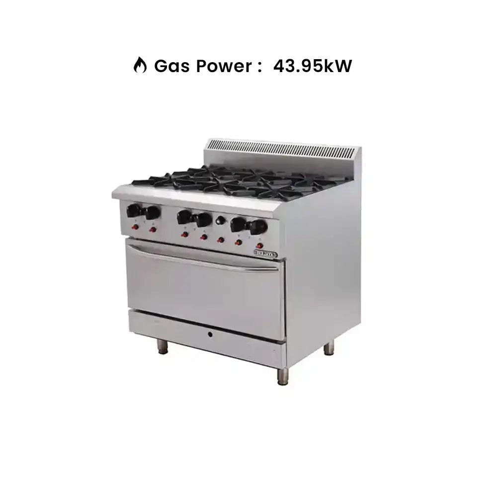 Berjaya DRO6-17 Gas Deluxe Range Oven With 6 Burners, Power 43.95 KW - HorecaStore