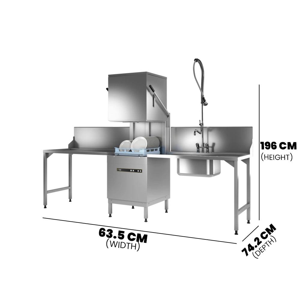 Hobart ECOMAX H604 Hood Type Dishwasher 21 Liter Tank 11.5 kW 1HP - HorecaStore