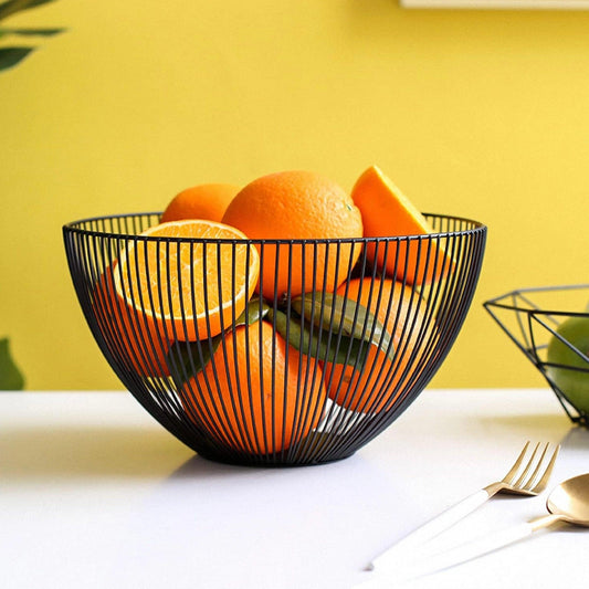 Wire Metal Basket, Fruit Basket L 24.5 x W 24.5 x H 10cm, Fruit Display Basket, Color Black - HorecaStore