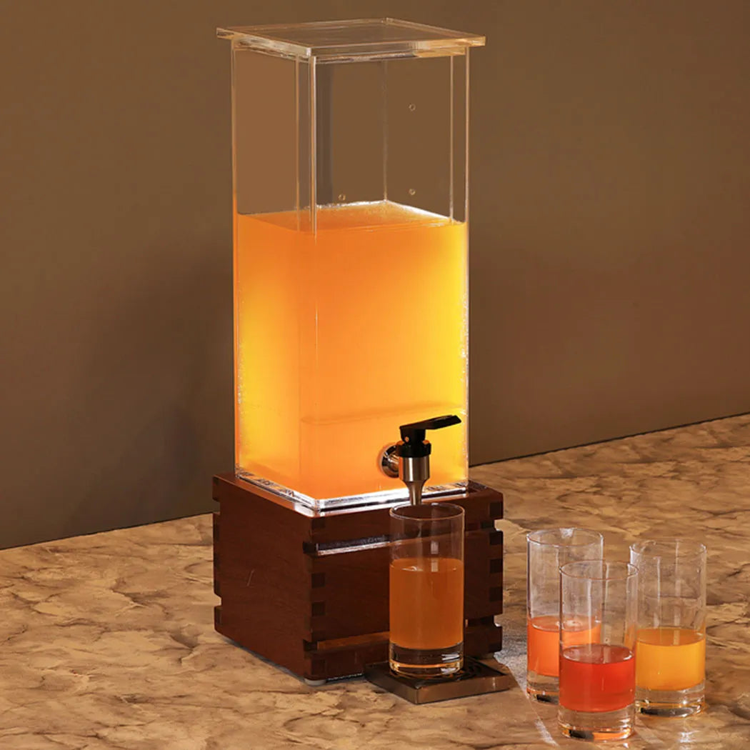 Wundermaxx Acrylic Juice  Dispenser, Wooden Base,  21 x 27 x 60 cm