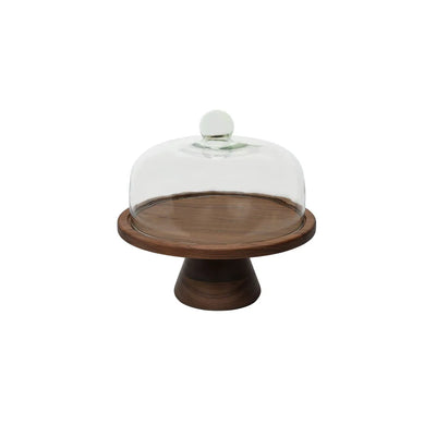 Wundermaxx Wooden Cake Stand, Ø 32 x H 13.6 cm, Walnut