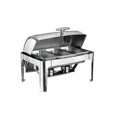 Wundermaxx Glück Stainless Steel Roll Top Square Chafing Dish,  L 64 x W 49.5 x H 44 cm,  Capacity 9 Litres