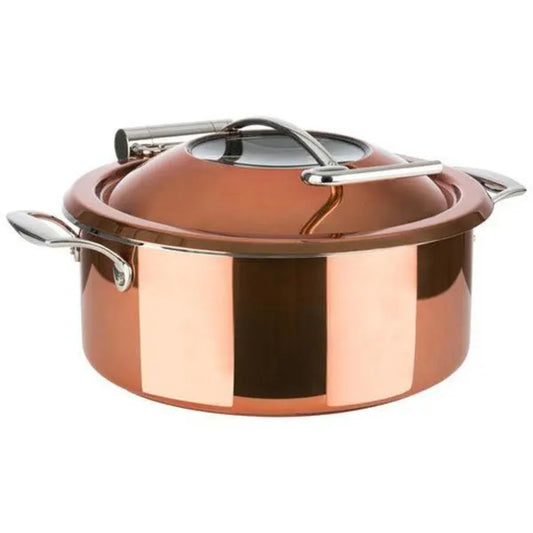 Wundermaxx Lächeln Induction Chafing Dish Set  with Glass Lid (Pot+Lid+Insert) ø 30 x H 18.5 cm,  Capacity 4 Litres, Color Copper