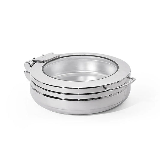Wundermaxx Prämie Stainless Steel Round Hydraulic Induction Chafing Dish,  L 46.4 x W 37 x H 16 cm,  Capacity 4 Litres