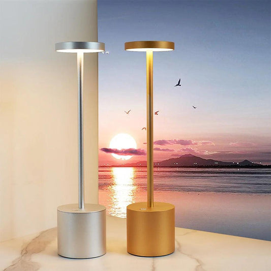 Wundermaxx Rechargeable Gold Cordless Tall Tower Table Lamp With Adjustable Height, 8 X 26-36 cm - HorecaStore