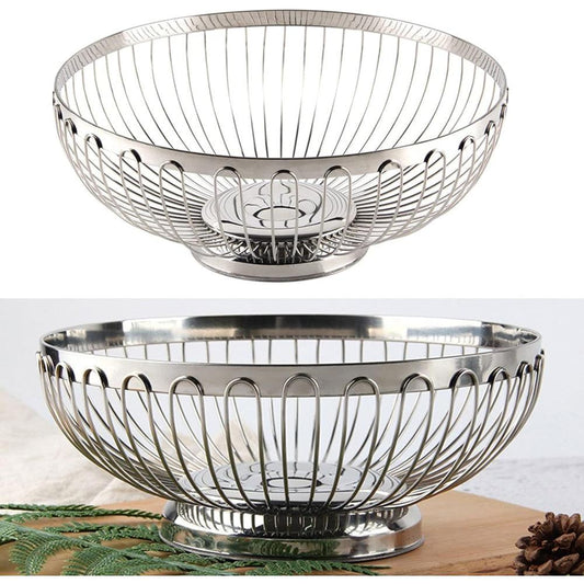 Wundermaxx Stainless Steel Vegetable and Fruit Wire Basket Mirror Finish, Ø 21CM, H 9.5CM