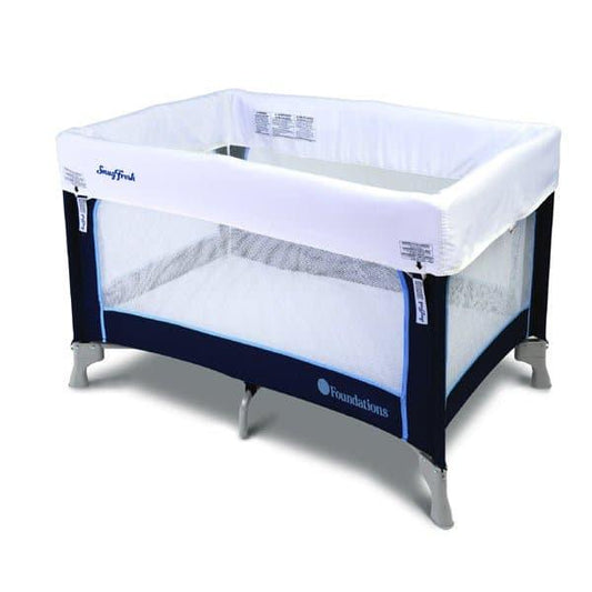 Foundations Snugfresh Celebrity Travel Yard OM+ to 15 Kg, L 102 W 72.39 x H 74.93 cm, Superior Hygiene, Quick Setup, Easy Fold, 0.75" High Density Foam Mattress, Store in a Carry Bag Included, 4 Sides Visibility, Color Regetta