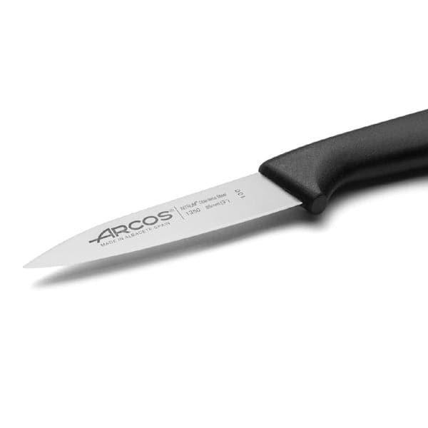 Arcos Paring Knife 3 Inch Stainless Steel, Professional Kitchen Knife for Peeling Fruits and Vegetables, Ergonomic Polyoxymethylene Handle and 85mm Blade, Series Maitre, Color Black - thehorecastore