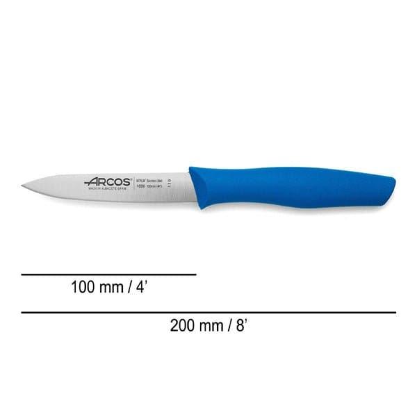 Arcos Paring Knife 4 Inch Stainless Steel, Professional Kitchen Knife for Peeling Fruits and Vegetables. Ergonomic Polyoxymethylene Handle and 100mm Blade, Series Maitre, Color Blue - thehorecastore