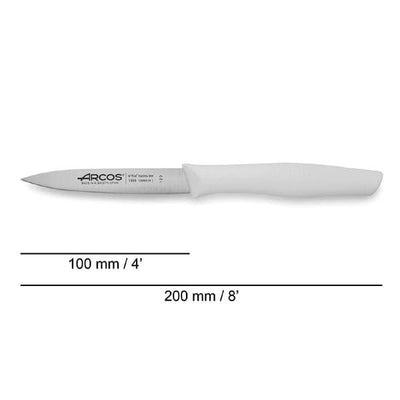 Arcos Paring Knife 4 Inch Stainless Steel. Professional Kitchen Knife for Peeling Fruits and Vegetables, Ergonomic Polyoxymethylene Handle and 100mm Blade, Series Maitre, Color White - thehorecastore