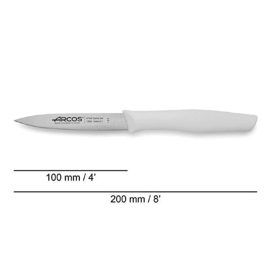 Arcos Paring Knife 4 Inch Stainless Steel. Professional Kitchen Knife for Peeling Fruits and Vegetables, Ergonomic Polyoxymethylene Handle and 100mm Blade, Series Maitre, Color White - thehorecastore