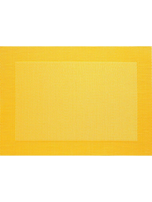 Washable Placemats 46 x 33 cm , Weaved Border, Non-Slip Heat Resistant PVC, Non-Stain, Non-Mildew, Dry Quickly, for Kitchen, Dining Room, Birthday/Holiday Party Etc. Color Yellow, Pack of 6