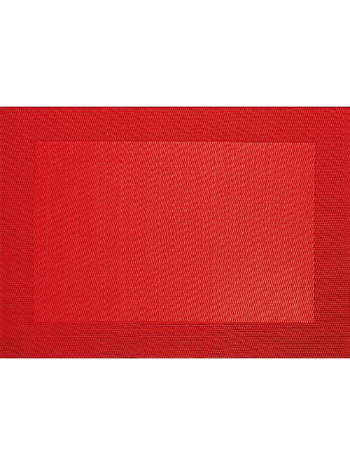 Washable Placemats 46 x 33 cm , Weaved Border, Non-Slip Heat Resistant PVC, Non-Stain, Non-Mildew, Dry Quickly, for Kitchen, Dining Room, Birthday/Holiday Party Etc. Color Red, Pack of 6