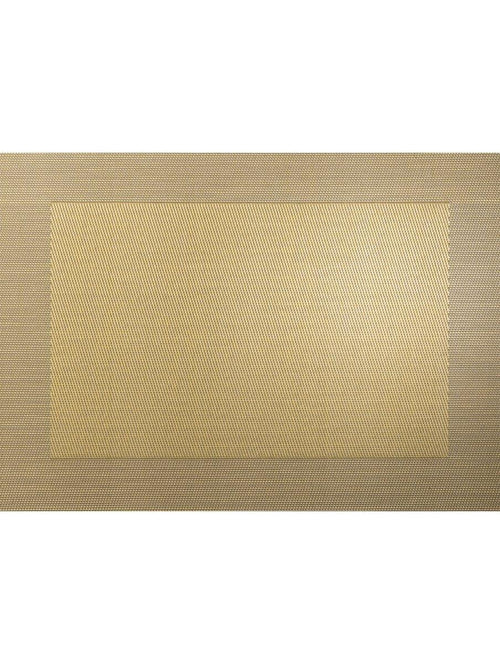 Washable Placemats 46 x 33 cm , Weaved Border, Non-Slip Heat Resistant PVC, Non-Stain, Non-Mildew, Dry Quickly, for Kitchen, Dining Room, Birthday/Holiday Party Etc. Color Gold Metallic, Pack of 6