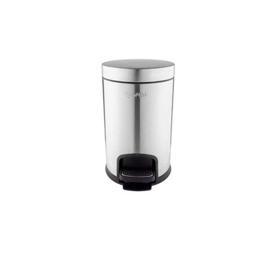 Roomwell Action Round 20 L Pedal Bin, Fingerprint Resistant Brushed Stainless Steel Finish, Round Step Waste Bin with Soft Close Lid, Ultra-Durable Cantilever Foot Pedal Mechanism, Color Silver - thehorecastore