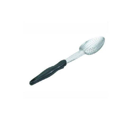 Pujadas 64132 Stainless Steel Black Plastic Handle Perforated Serving Spoon, 35 cm, Black