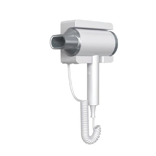 Roomwell Winzi 1800W Wall Mounted Hair Dryer, Efficient Space-Saving Storage Solution, Anti-Theft, High Power, Silent, Hot/Cold Functions, Color White