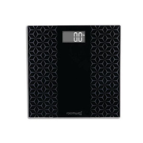 Roomwell Serene Digital Glass Bathroom Scale, High Precision Sensors, Accurate Weight Measure, LED Display, 150 Kg Capacity, Anti-Slip Surface, Color Black