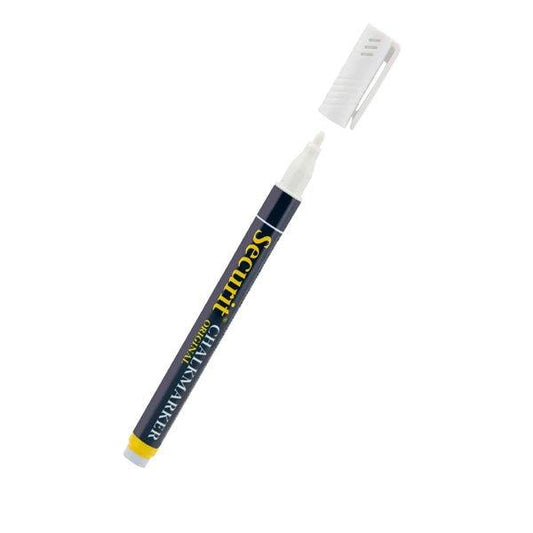 Securit BL-SMA100-V4-WHI Liquid Chalk Marker Small 1-2 mm Nib, Color White, Set of 4 - thehorecastore