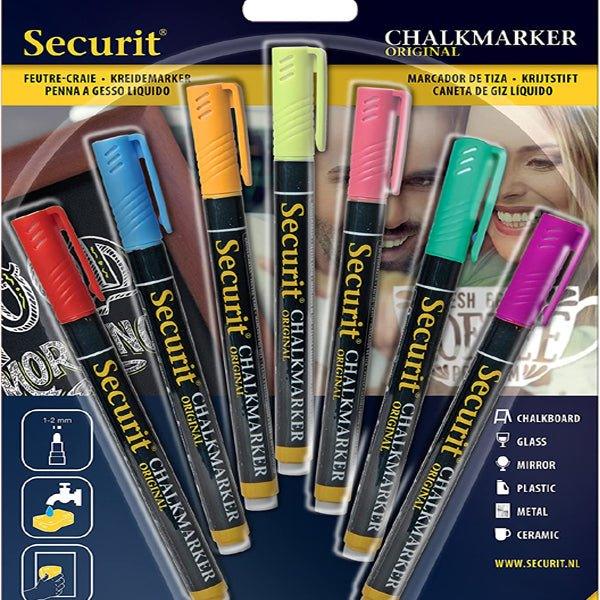 Securit BL-SMA100-V7-AS Chalkmarkers Blister, Color Assorted, Set of 7 - thehorecastore