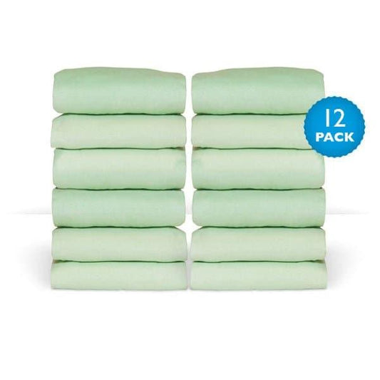 Foundations 100% Cotton Safefit Elastic Sheet for Compact Crib, Color Mint, Pack of 12