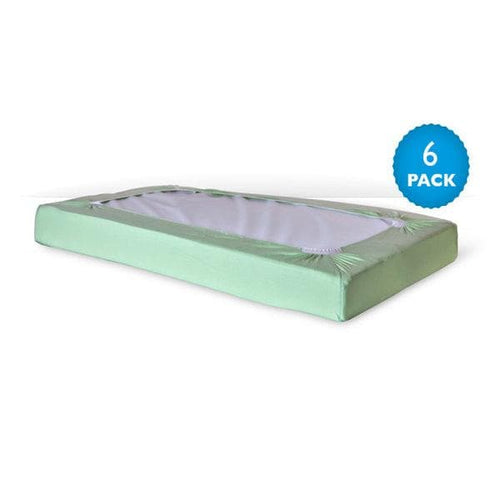 Foundations 100% Cotton Safefit Elastic Sheet for Full Size Crib, Color Mint, Pack of 6