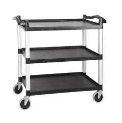 JD-UC332B Polypropylene Small Clearing Trolley 3 Tiers 101 x 53 x 95 cm, Black