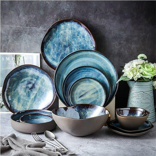 Furtino England Ocean 6.5"/17cm Blue Porcelain Irregular Plate 8/Case - thehorecastore