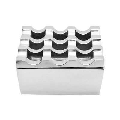 Square Shape 9 hole Stainless Steel Windproof Ashtray, 7.3 x 4.2 cm, Color Silver - thehorecastore