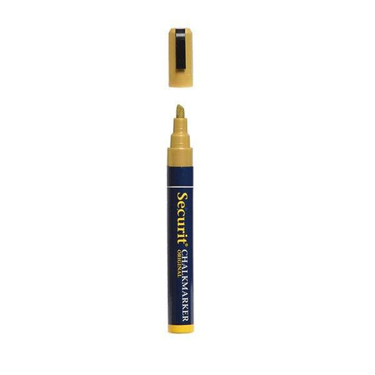 Securit SMA510-GO Liquid Chalk Marker Medium 2-6 mm Nib, Color Gold, Set of 3