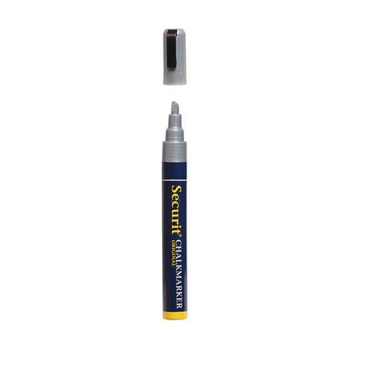 Securit SMA510-SL Liquid Chalk Marker Medium 2-6 mm Nib, Color Silver, Set of 3